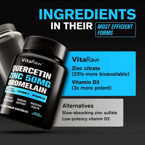???????????? Quercetin 500mg Supplement with Bromelain, Vitamin C, Zinc 50mg, & Vitamin D3 5000 IU - for Cardiovascular Health, Anti Inflammation, & Immune Response - 5 in 1 Immunity Health Supplement