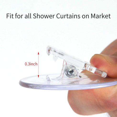 4 Pack Shower Curtain Clips, Shower Windproof Splash Guard - Self Adhesive Shower Curtain Weight Clip (Clear)