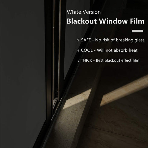 VELIMAX White Blackout Window Film, 100% Light Blocking Window Cover, Opaque Window Cling Vinyl, Privacy Film for Glass Windows, Sun Blocking Window Films Non Adhesive, 17.7in x 78.7in
