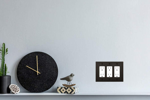 Modern Edge Decorative Wall Plate Switch Plate Outlet Cover, Durable Solid Zinc Alloy (Triple Decorator, Matte Black)