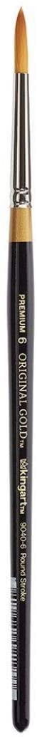 KingArt Original Gold 9040 Series , Premium Artist Brush, Golden TAKLON Round Stroke-Size: 6, 6