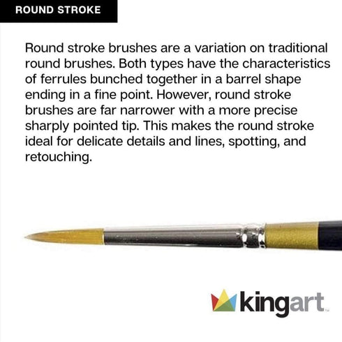 KingArt Original Gold 9040 Series , Premium Artist Brush, Golden TAKLON Round Stroke-Size: 6, 6