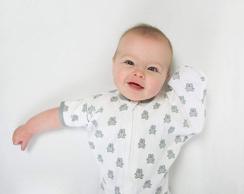 Amazing Baby Transitional Swaddle Sack with Arms Up Mitten Cuffs, Tiny Bear, Sterling, Small, 0-3 Months (Parents' Picks Award Winner)