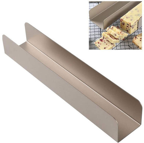 U Shape Cranberry Biscuit Mold DIY Non Stick Cookie Mold Long Biscuit Boxes Mold Rectangle Cake Pans Tray for Baking Cake Bread Cookies(Gold)