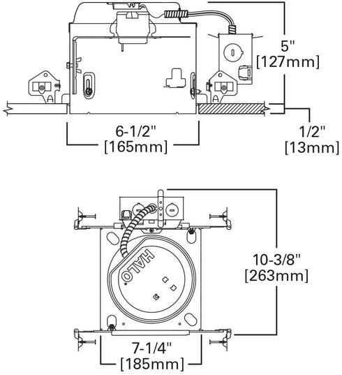HALO E27ICAT E26 Series Recessed Lighting Shallow New Construction Insulation Contact Rated Air-Tite Housing, 6 In, Aluminum