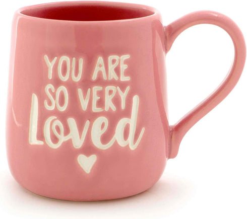 Enesco Our Name is Mud œYou are Loved? Stoneware Engraved Coffee Mug, 1 Count (Pack of 1), Pink