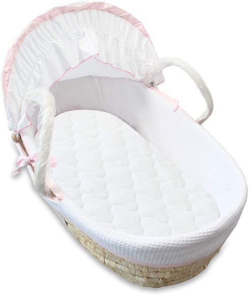 Waterproof Mattress Protector, Quilted Mattress Cover for Moses Basket Mattress, 2 Pack, Ultra Soft Bamboo Sleep Surface, White