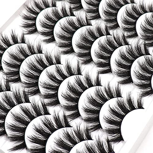 Veleasha Lashes 3D Faux Mink Lashes Fluffy False Eyelashes Natural Look 14 Pairs Lashes Pack Luxury Wispy Fake Eyelashes
