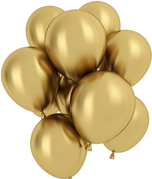 Chrome Gold Balloons 12 Inch 50 Pcs Baby Shower Party Balloons Happy Birthday Decoration Balloons Gold Helium Balloons