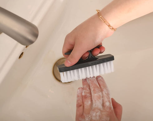 Superio Nail Brush Set (3 Pack) Cleaner with Handle - Durable Brush Scrubber to Clean Toes, Fingernails, Hand Scrubber All Surface Cleaning, Heavy Duty Scrub Brush Stiff Bristles, Easy to Hold (Grey)