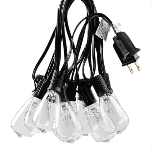 SkrLights Outdoor Patio String Lights,10Ft Edison Bulb String Lights for Patio Garden Porch Backyard Party Deck Yard(Plus 1 Extra Bulbs)-Black