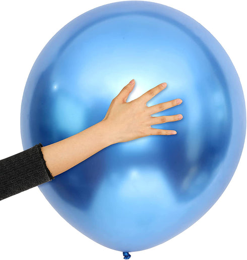 10 Pieces 18 Inch Metallic Balloons Shiny Latex Balloons for Birthday Wedding Party Decoration (Blue)