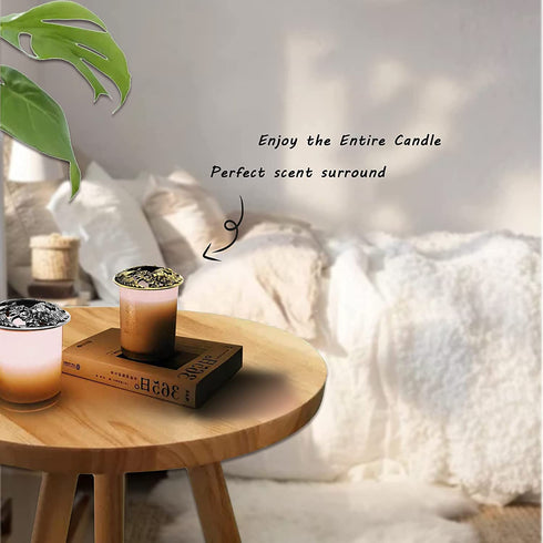 Hion Candle Toppers Scented Candles Cover, Leaf Pine Candle Topper Shade Sleeves for Candle Jars,Candles Gifts for Women Candle Accessories Jar Candle Lid-Help Jar Candles Melt Evenly Phoenix (Golden)