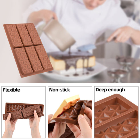 1 Pc Break Apart Chocolate Molds Silicone Deep Candy Bar Molds Silicone Shapes, Silicone Molds for Wax Melts Large( Pyramid )