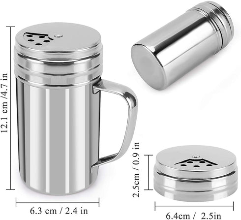 Accmor Salt and Pepper Shakers with Handle, Spice Dispenser with Adjustable Pour Holes, Stainless Steel Shakers for Salt/Pepper/Cinnamon/Powder Sugar