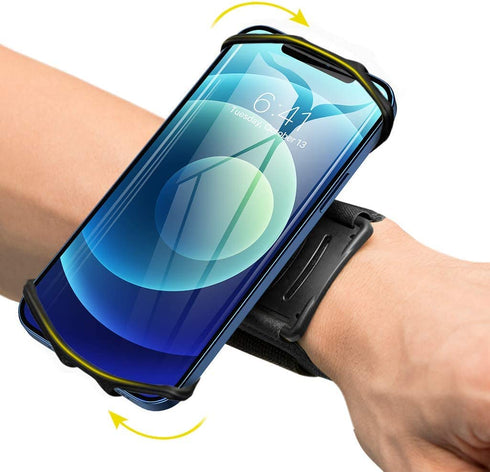 VUP Wristband Phone Holder, 360° Rotatable Forearm Armband for iPhone 14/13/Pro Max/Pro/Mini/12/11/SE 2020/Xs/XR/X/8/7/Plus, Fits All 4-6.7 Inch Smartphones, Great for Hiking Biking Running (Black)