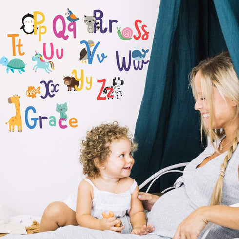 Alphabet Wall Decals for Kids Rooms - ABC Toddler Boy and Girl Playroom D©cor Animal Stickers - Wall Decals for Kids Rooms