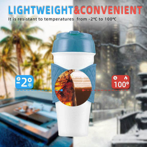 Tumbler丨 Travel Coffee mugs Fast Flow BPA Free Non-Toxic Water bottle with Leak Proof Flip Top Lid Silicone Sleeve and Wide Mouth To Go Coffee Cup Blue 11Oz