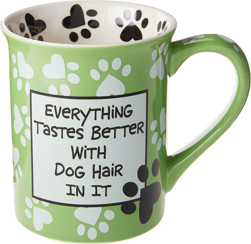 Enesco Our Name is Mud œDog Hair, 16 oz. Stoneware Mug, 1 Count (Pack of 1), Green