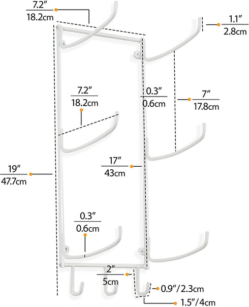 Wallniture Guru Wall Mount Yoga Mat Foam Roller and Towel Rack with 3 Hooks for Hanging Yoga Strap and Resistance Bands, 3-Sectional Metal