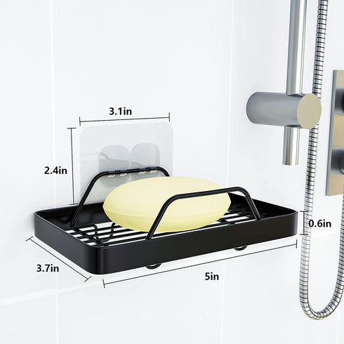 KINCMAX Bar Soap Holder Tray Shower Dish, Wall Mount Bathroom Soap Dishes in Shower Shelf Bathtub Metal Kitchen Sink Rack Sponge Holder Adhesive Soap Caddy Basket Drain Soap Saver Rest Case, SUS304