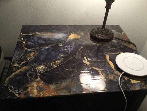 UPREDO Blue Stone Marble Paper Granite Effect Countertops Gloss Vinyl Film Self Adhesive 12inch by 79inch (Blue Stone)