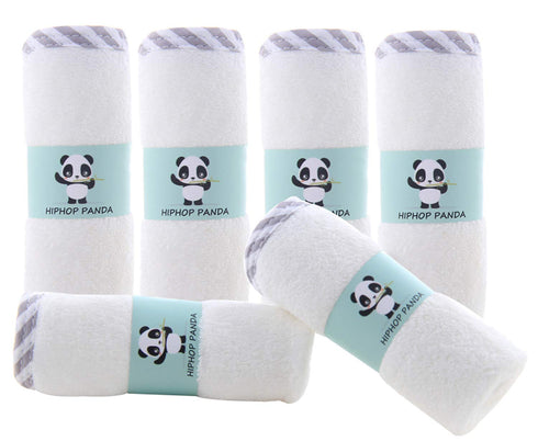 HIPHOP PANDA Hypoallergenic Bamboo Baby Washcloths - 2 Layer Ultra Soft Absorbent Bamboo Towel - Newborn Bath & Face Towel - Washcloths for Delicate Skin - Boy Girl Shower Gift (Gray Stripe, 6 Pack)