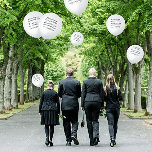 Gejoy 50 Pieces Memorial Balloons Remembrance Balloons White Funeral Balloons and 3 Pieces Balloon Ribbon for Balloon Release, Funeral Decoration