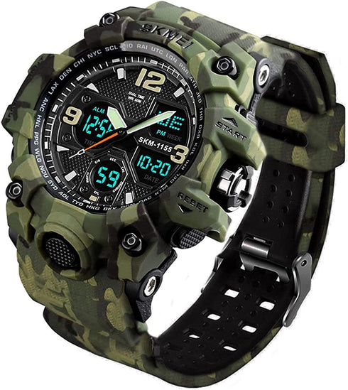 MJSCPHBJK Men's Analog Sports Watch Military Watch Outdoor LED Stopwatch Digital Electronic Watches Large Dual Display Waterproof Tactical Army Watches for Men