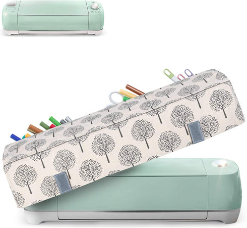 Luxja Dust Cover Compatible with Cricut Explore Air and Explore Air 2,Cover with Back Pockets, Trees