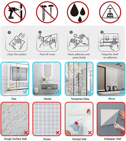 KINCMAX Bar Soap Holder Tray Shower Dish, Wall Mount Bathroom Soap Dishes in Shower Shelf Bathtub Metal Kitchen Sink Rack Sponge Holder Adhesive Soap Caddy Basket Drain Soap Saver Rest Case, SUS304