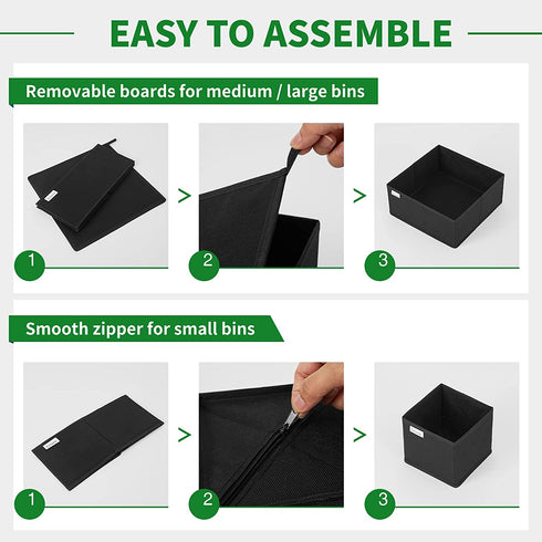 Drawer Organizer Clothes, 8 Pack Underwear Drawer Organizer, Foldable Cloth Storage Box Closet Dresser Drawer Divider Organizer for Clothes, Socks, Scarves, Ties (Black)