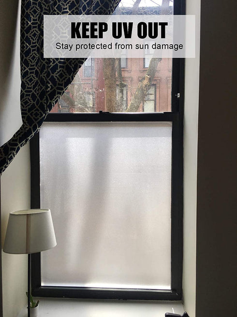 Privacy Window Films, Opaque Frosted Glass Tint Static Cling Treatment Protects Home Security Without Blocking Daylight - Heat Control, UV Prevention, Easy Removal (Matte White, 17.7x78.7 Inches)