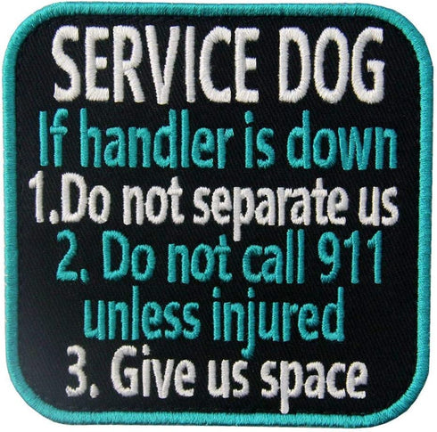 Service Dog If Handler is Down Vests/Harnesses Emblem Embroidered Fastener Hook & Loop Patch