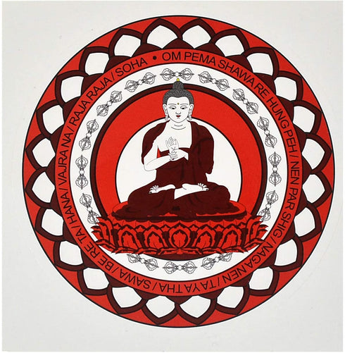 Feng Shui 5Pcs Buddha Vairocana Window Wall Sticker - Red Buddha W4282