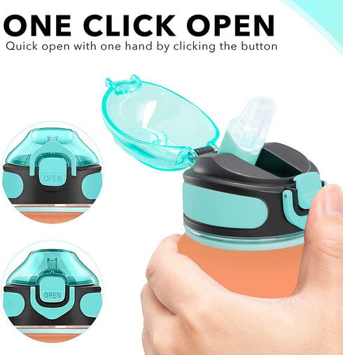 Enerbone 32 OZ Water Bottle with Times to Drink and Straw, Leakproof BPA & Toxic Free, Drinking Water Bottle with Carrying Strap, Ensure You Drink Enough Water for Fitness and Outdoor, Orange-Green