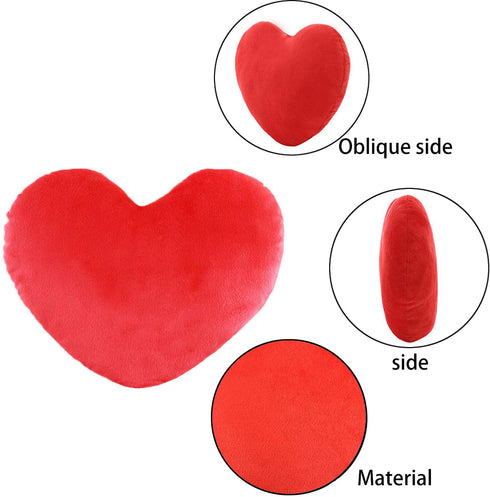 HongMall Cute Plush Red Heart Pillow Cushion Toy Throw Pillows Gift for Friends/Children/Girls/Dogs on Valentine's Day Fit for Living/Bed/Dining/Sofa/Cars, 13 X 11 Inch (Red)