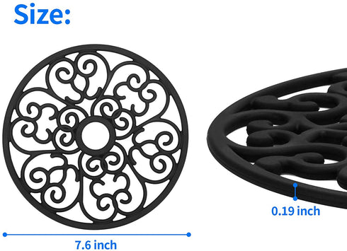 CHEFBEE 3PCS Silicone Trivet Mat - Trivets for Hot Dishes, Table, Countertop, Non-Slip Heat Resistant Modern Kitchen Trivets, Teapot Trivet - Flexible Black Trivet Set