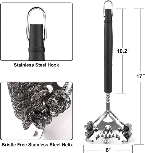 GRILLART Grill Brush and Scraper Bristle Free, 17-Inch Grill Cleaning Brush, Stainless Steel