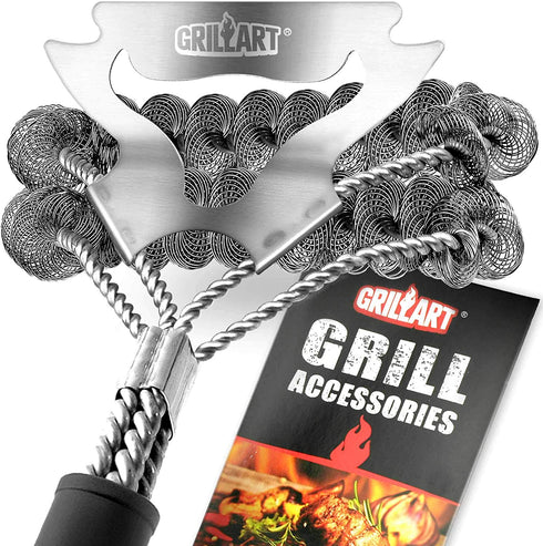 GRILLART Grill Brush and Scraper Bristle Free, 17-Inch Grill Cleaning Brush, Stainless Steel