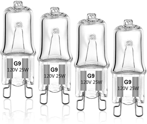 G9 Halogen Light Bulb 25W for Whirlpool Microwave Oven, Whirlpool Over The Stove Range Microwave, Replace W10709921 (4 Pack)