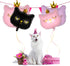 8 Pieces Crown Cat Foil Balloons Cute Kitty Cat Birthday Balloons Animal Balloons for Girls Kitten Pet Cat Birthday Party Supplies Decorations, Pink and Black