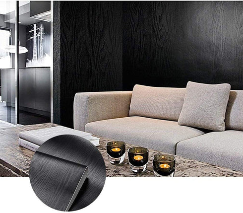practicalWs Black Wood Contact Paper 17.8'' x 78.7'' Peel and Stick Wood Wallpaper Self Adhesive Shelf Liner Covering for Kitchen Countertop Cabinets Drawer Furniture Wall Door Vinyl PVC