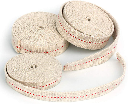 HuaArt 19.5 Foot /3 Rolls Oil Lamp Wick, 1/2 Inch Oil Lantern Wick, 3/4 Inch Flat Cotton Wick, 7/8 Inch Oil Lamp Wicks Burner with Stitch, 6.5 Feet per Roll