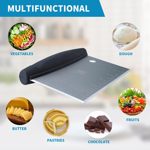 MSY BIGSUNNY Dough Scraper Baking Pastry Cutter Good Grip Pastry Scraper Stainless Steel Dough Cutter