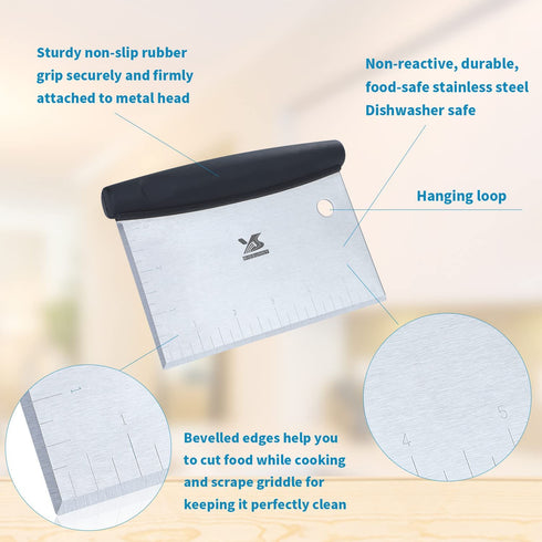 MSY BIGSUNNY Dough Scraper Baking Pastry Cutter Good Grip Pastry Scraper Stainless Steel Dough Cutter