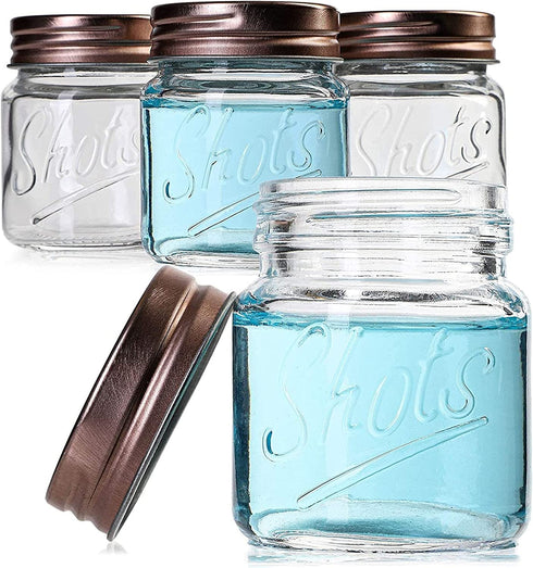 Mini Mason Jars Shot Glasses with Lids in Bulk Set (2 Ounce, 12-Pack)