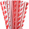 FEPITO 200Pcs Red and Pink Paper Straws Valentines Paper Straws Hearts Paper Straw Stripe Drinking Straws for Valentine's Day, Birthday Party, Wedding, Christmas Party Supplies