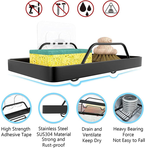 KINCMAX Bar Soap Holder Tray Shower Dish, Wall Mount Bathroom Soap Dishes in Shower Shelf Bathtub Metal Kitchen Sink Rack Sponge Holder Adhesive Soap Caddy Basket Drain Soap Saver Rest Case, SUS304