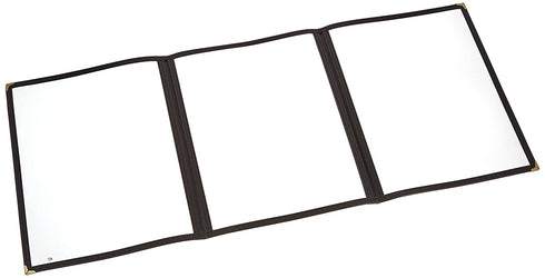 Winco Triple Fold Menu Cover, 12-Inch x 9.5-Inch, Black